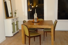 Teak Table with Antique Chairs Cabinet and Mirror from Church